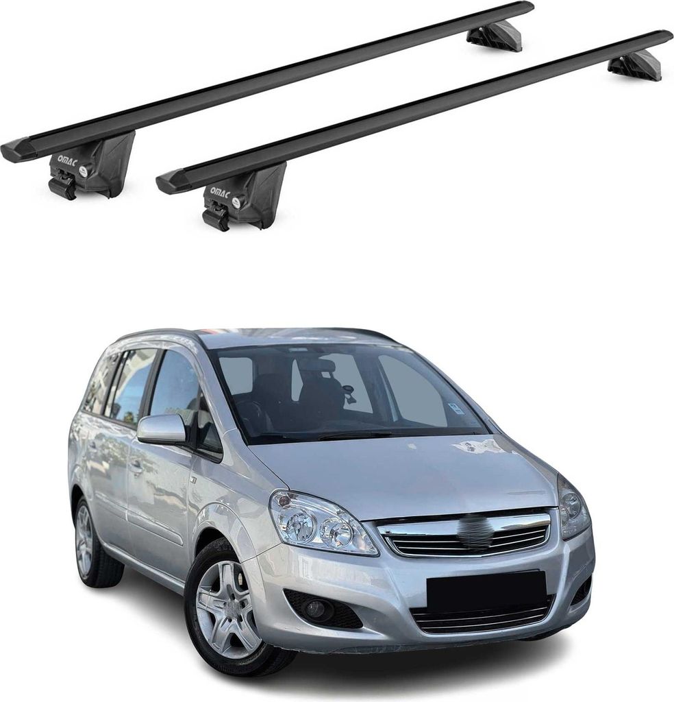 Dachträger Grundtäger für Opel Zafira B 2008-2011 FL 100kg Alu Schwarz 2 tlg ABE
