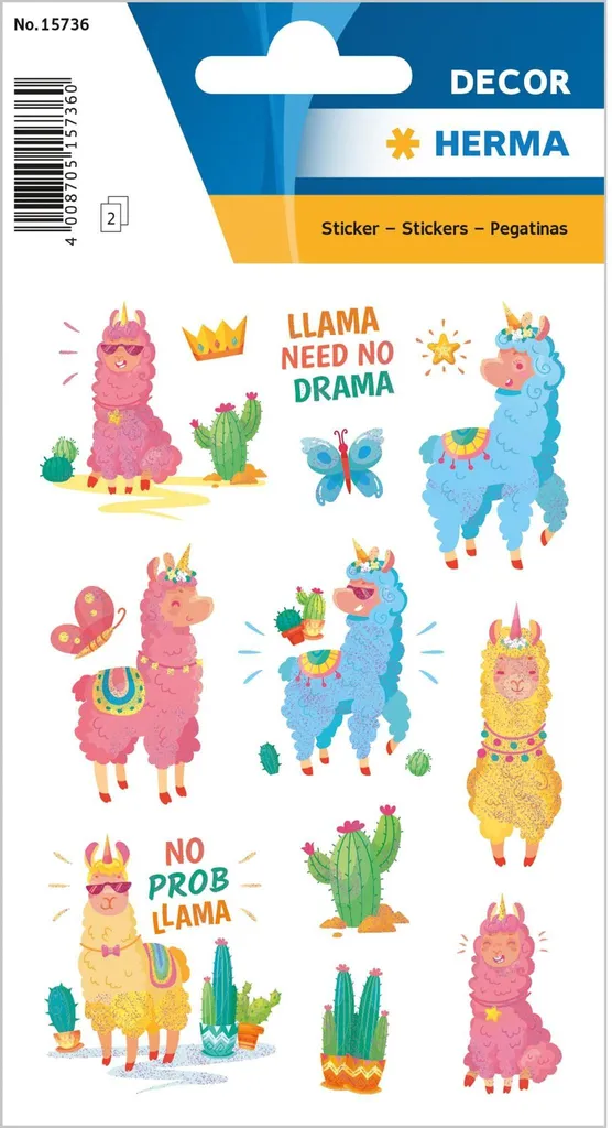 Stickers décoratifs Lama 24 autocollants HERMA pour loisirs créatifs