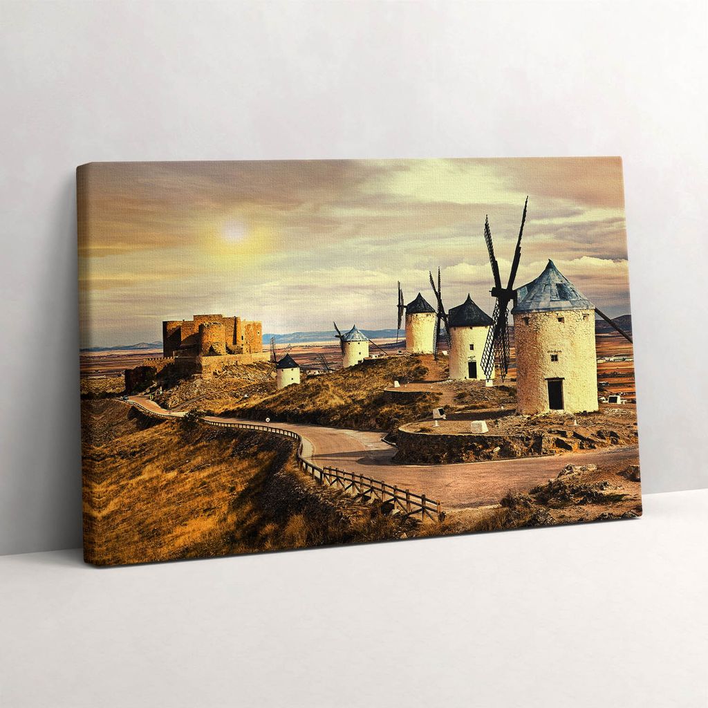 Cosuegra Windmühlen – Leinwandbild Wandbild – 60x40 cm – Leinwandbilder – Wandbilder – Schlafzimmer – Flur