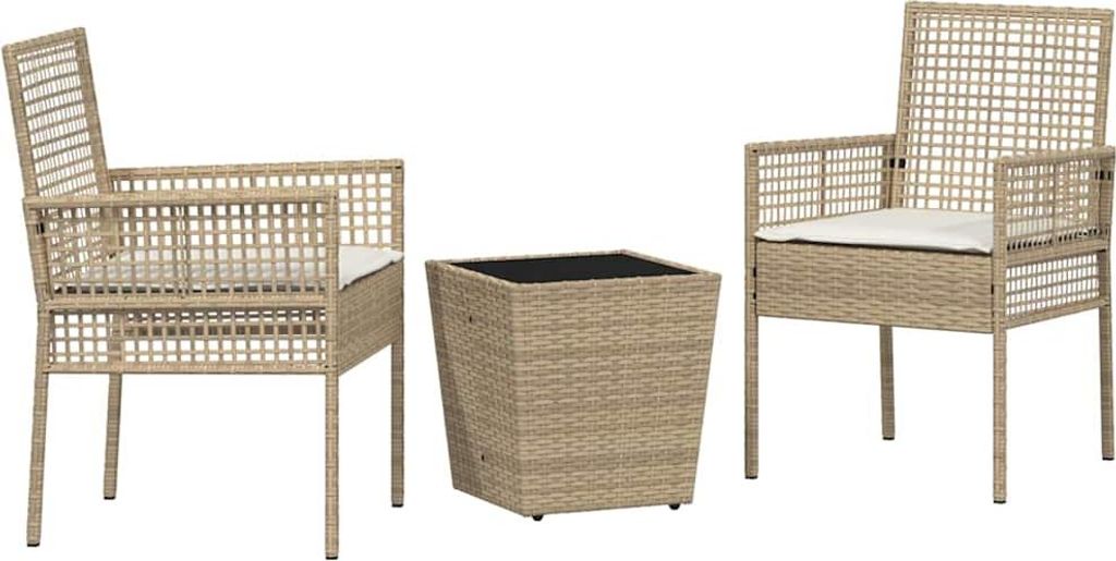 Garten Bistro Set 3 pcs Beige Poly-Rattan