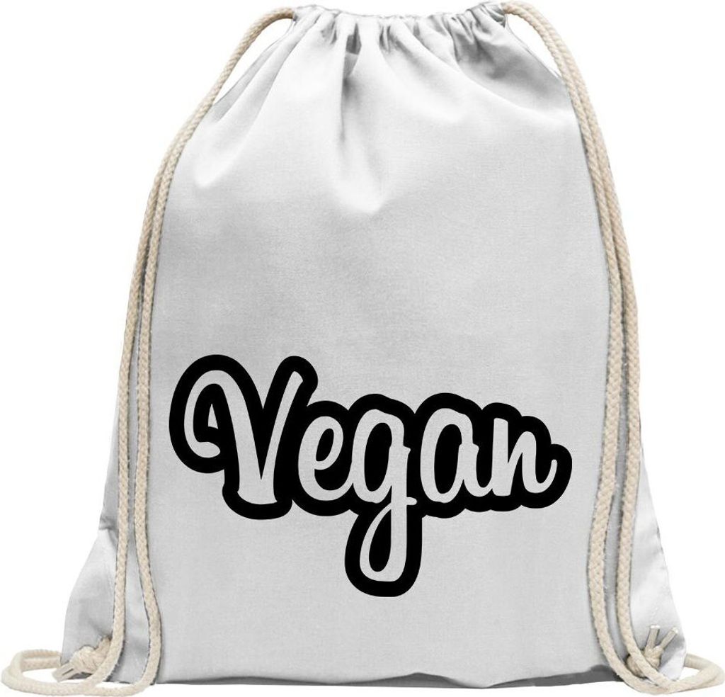 Kiwistar - Turnbeutel - weiss - Vegan Veganismus Ernährung - Fun Rucksack Sport Beutel Gymsack Baumwolle mit Ziehgurt