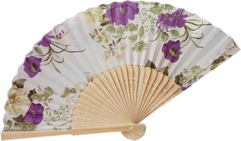 Éventail en bambou tressé contre la chaleur - Look Vintage Floral Chic