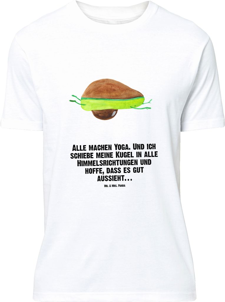 Mr. & Mrs. Panda Größe M T-Shirt Avocado Yoga - Weiß - Geschenk, Tshirt, Haha, Bauch, Unsportlich, Herren, Hilfe, Shirt, mit Spruch, Humor