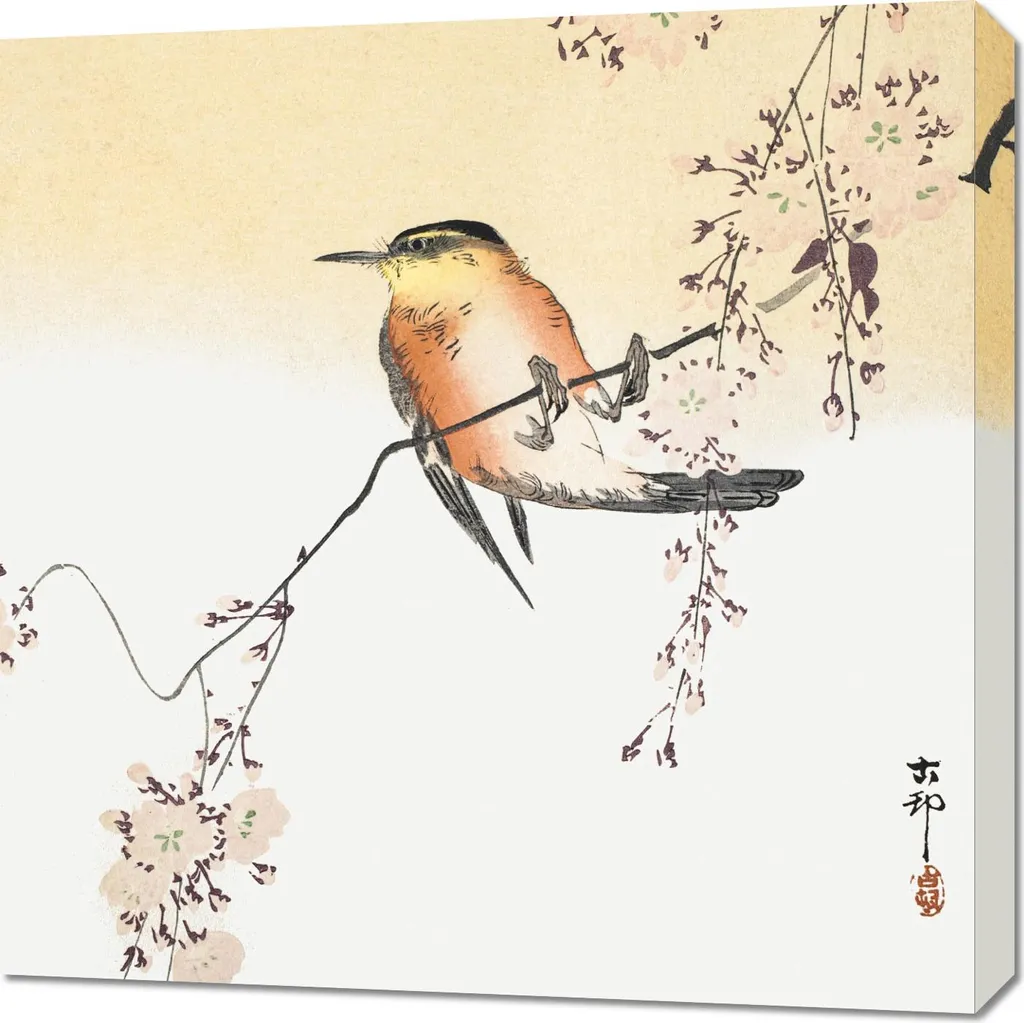 Ohara Koson Songbird: Quadro 70x70 cm Arte Giapponese Shin-hanga