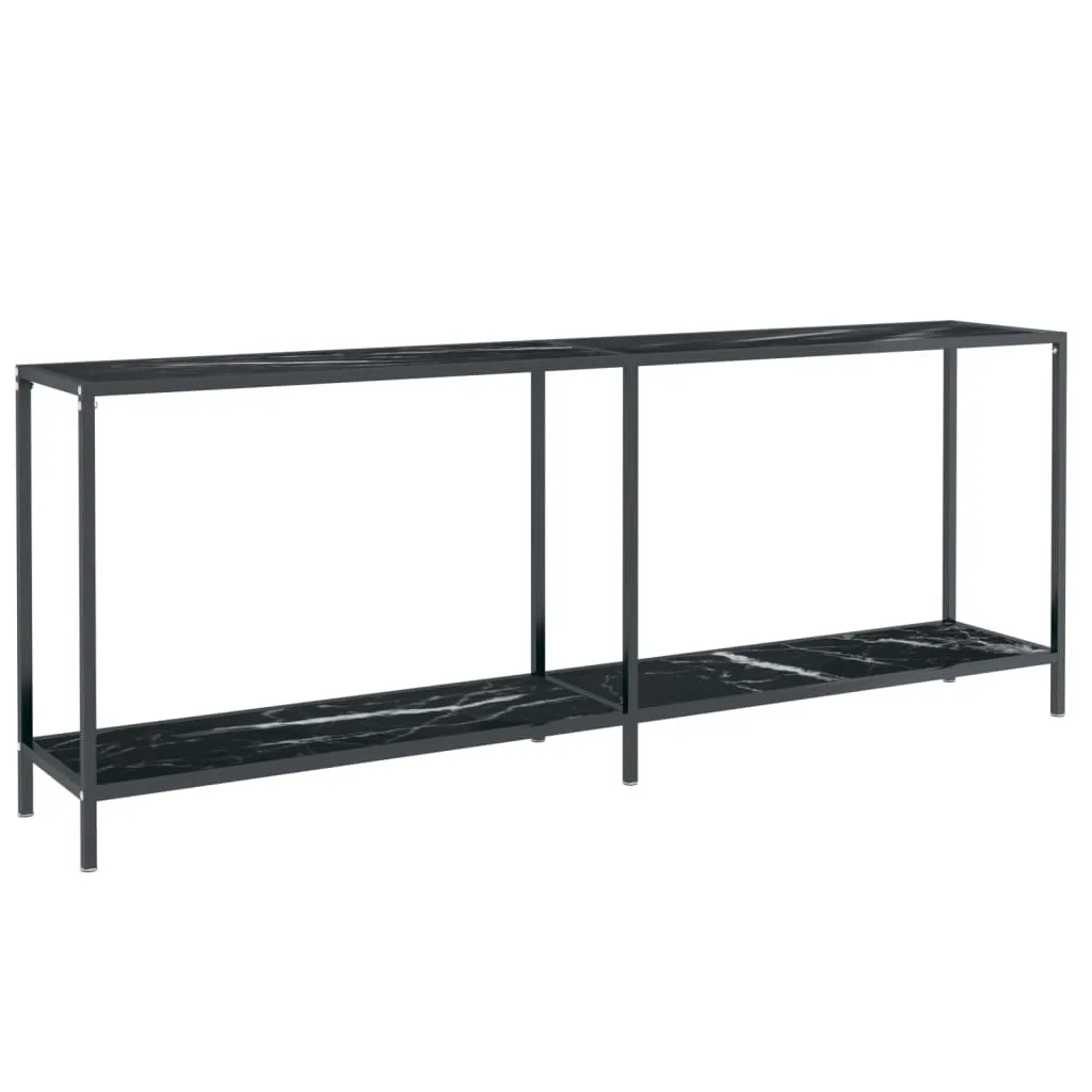 Consolle Moderna Nera 200cm Vetro Temperato e Acciaio | Arredo Lusso - 1