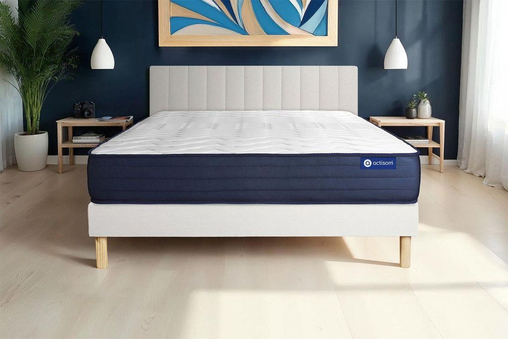 Actiflex life matratze 120 x 200cm + Bettgestell mit lattenrost , Härtegrad 5 , Taschenfederkern und Memory-Schaum , Höhe : 22 cm
