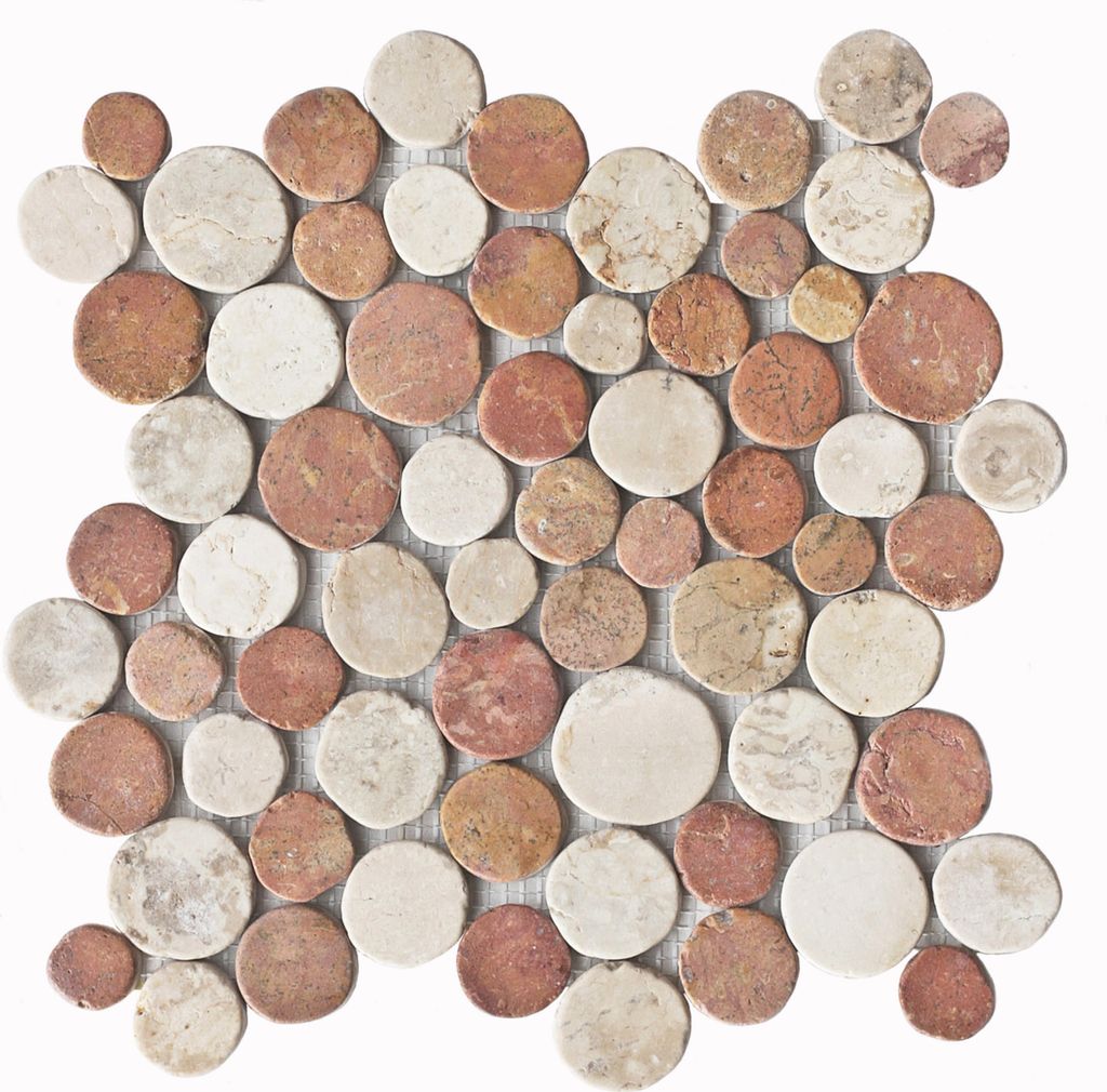 1 Marmor Naturstein Mosaikfliese CO-004 Stein rund Bodenfliesen Fliesen Lager Verkauf Stein-Mosaik Herne NRW