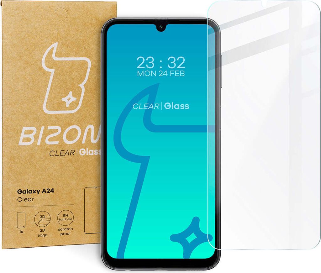 Bizon Glass Clear gehärtetes Glas für Galaxy A24 4G Produktbild 