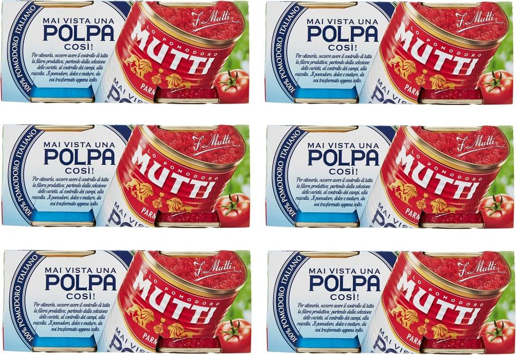 6x Mutti Polpa di Pomodoro Tomatenpulpe Tomatenfruchtfleisch Italienische Tomaten ( 2 x 210g )