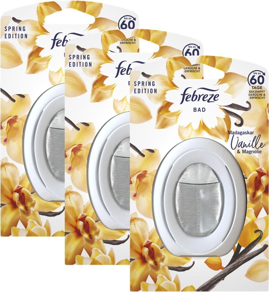 3 x Febreze Bad Madagaskar Vanille & Magnolie je 8 ml Lufterfrischer