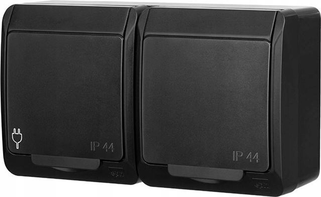 Elektro-Plast | Presa Doppia Schuko GNT-2x2P+Z - Nera - Immagine del prodotto 