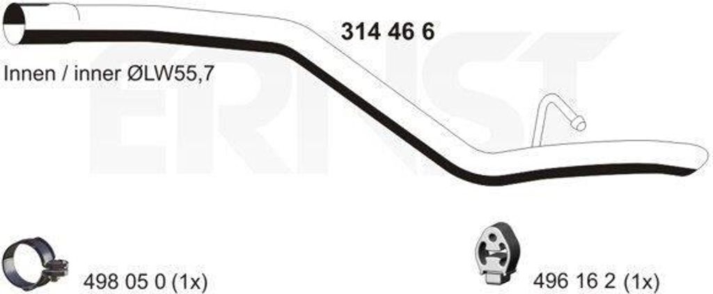 ERNST Abgasrohr Auspuffrohr für FORD Focus II Kombi (DA, FFS, DS) Hinten 314466