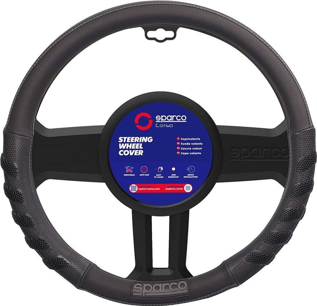 Sparco Lenkradbezug SPS101, Universal, Auto, Schwarz, verblasst nicht
