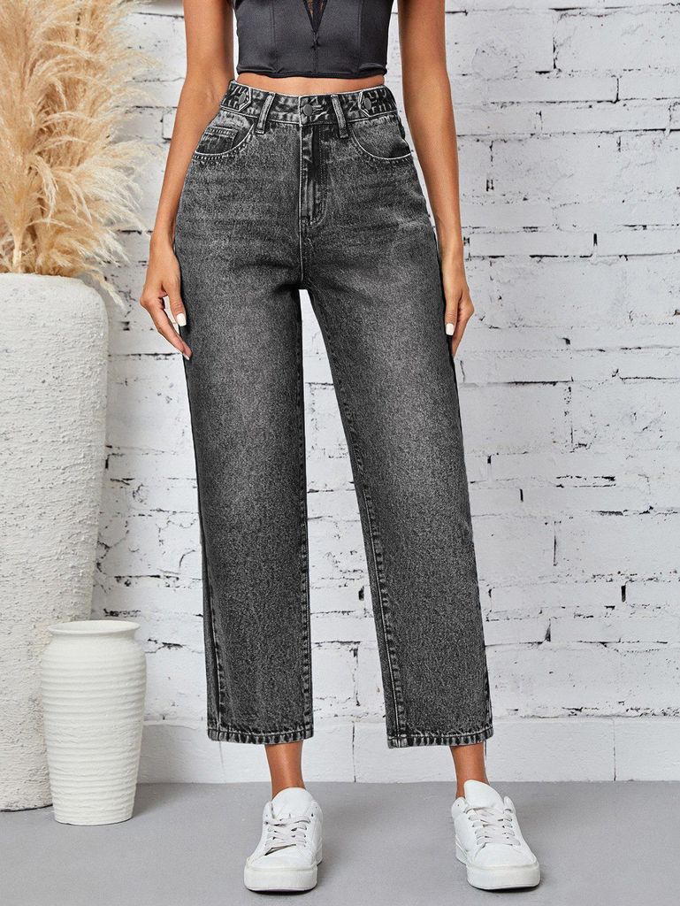 Weite Jeans Damen-Jeans, klassischer Loose Fit, gerade geschnitten Locker und bequem, schmeichelt verschiedenen Körperformen