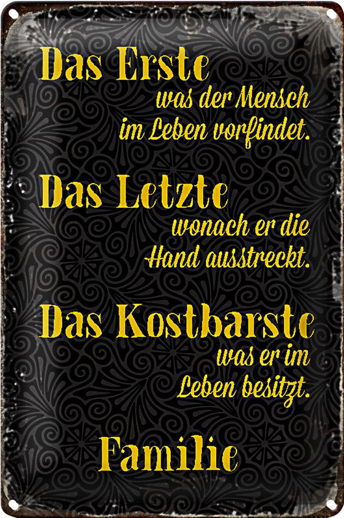 Blechschild Spruch 18x12cm Familie erste letzte kostbarste