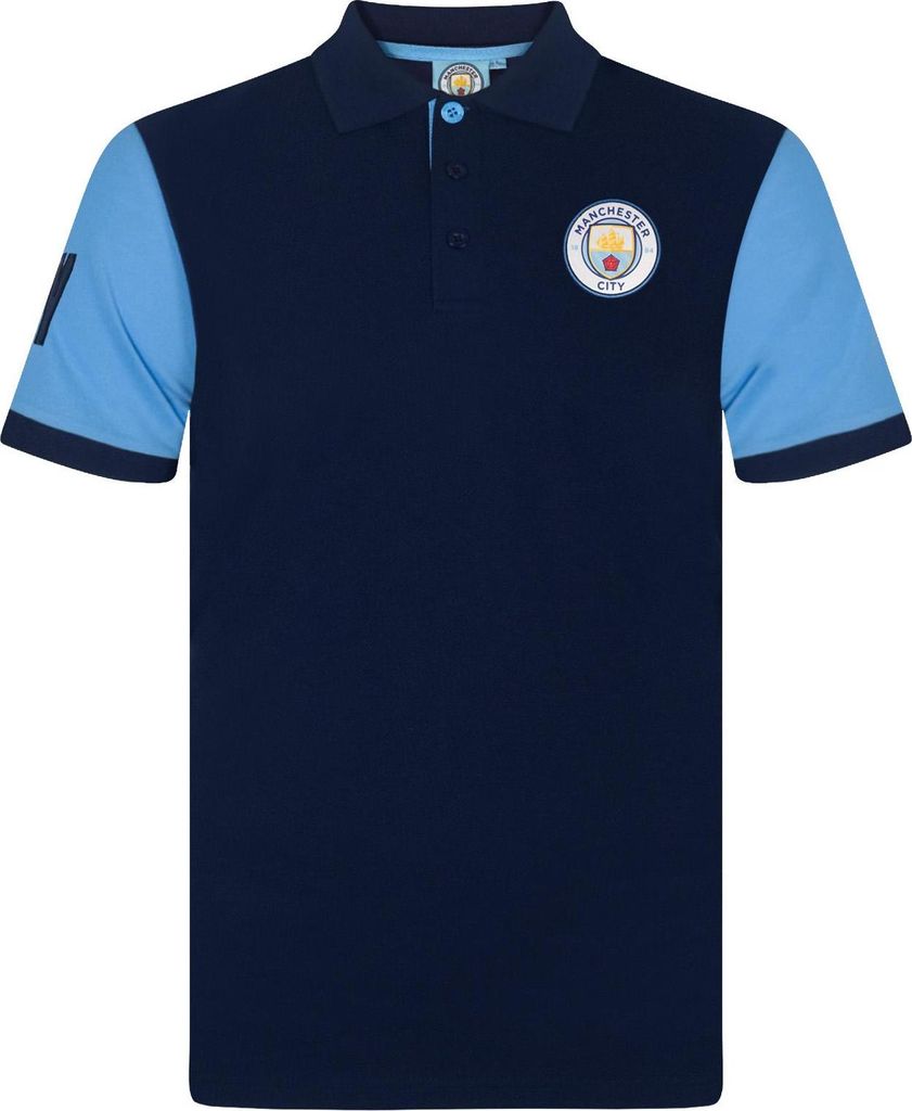 Manchester City FC - Poloshirt für Jungen, Kontrast-Ärmel GF698 (110) (Marine)