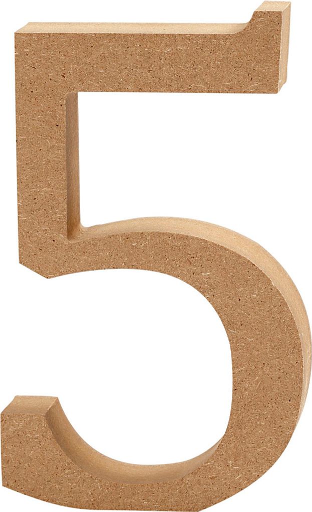 Zahl, 5, H 13 cm, Stärke: 2 cm, MDF, 1Stck Produktbild 