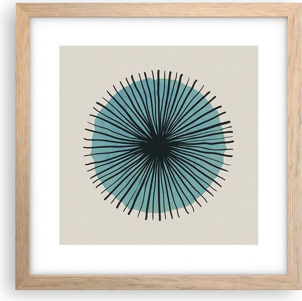 Gerahmtes Poster - Rahmen in heller Eiche - Auge Abstraktion Modern - 30x30 cm - Wand Bild - Wanddeko - Wandbilder - Wandposter - Bilderrahmen - Bi...