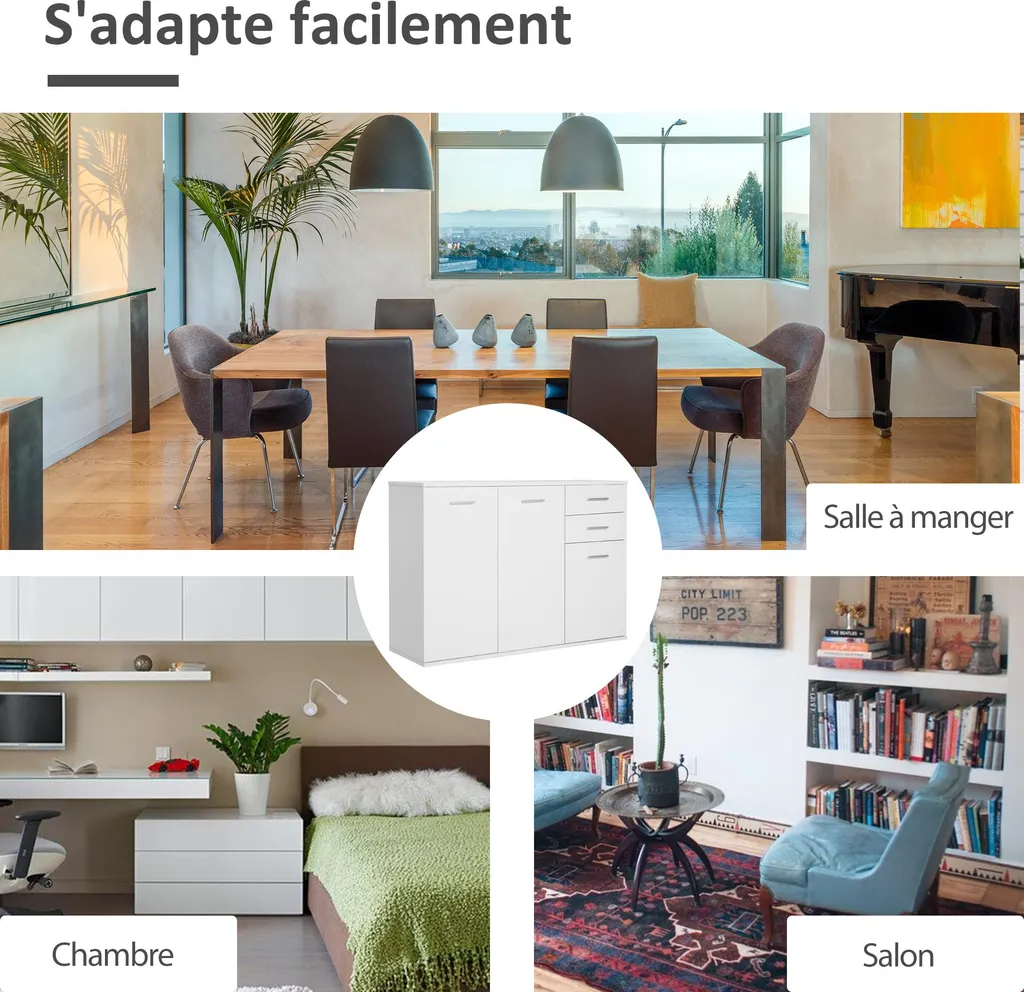 Commode de cuisine compacte pour micro-ondes et vaisselle blanche - 6