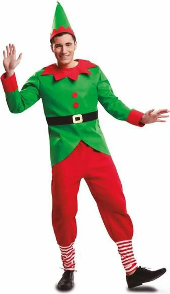 Costume Lutin de Noël Adulte Taille S Complet avec Bonnet et Finitions Or