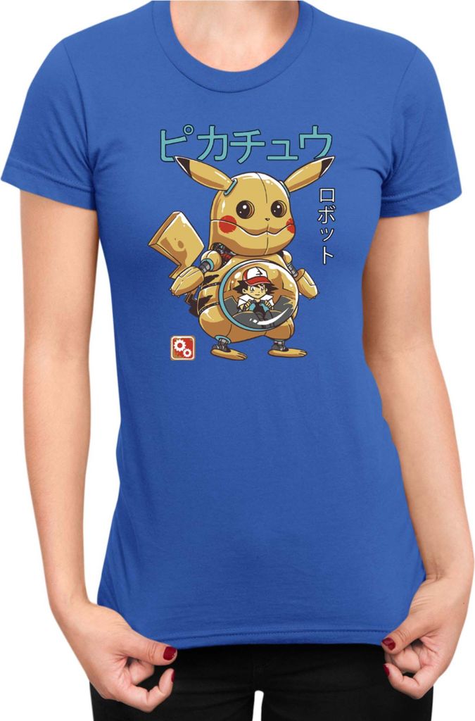 Damen T-Shirt Japan Manga Anime Comics Pokemon 042, Lady XL / Blau
