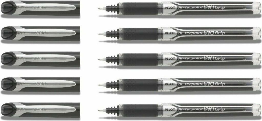 Pilot Hi-Tecpoint V10 Grip Tintenroller schwarz - 5er-Set Produktbild 