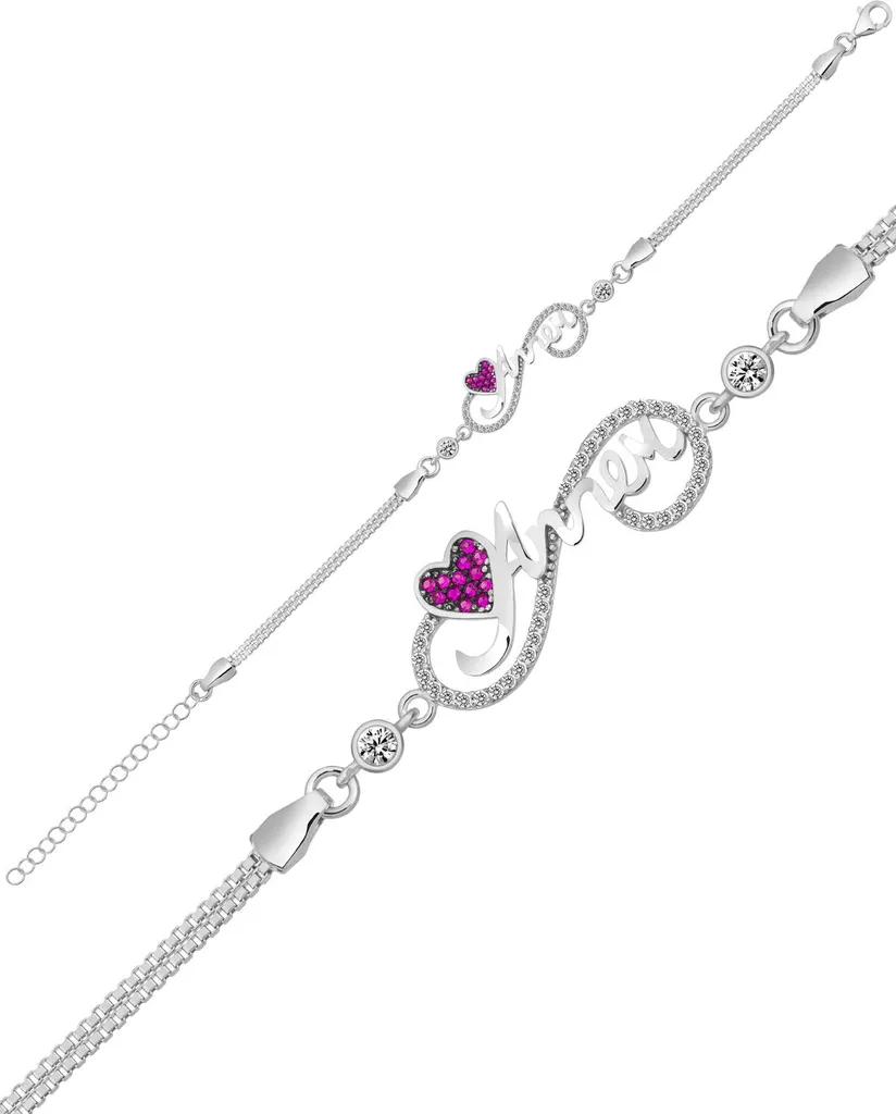 Bracelet Anne Infinity cœur en argent massif et pierres de zircone blanc