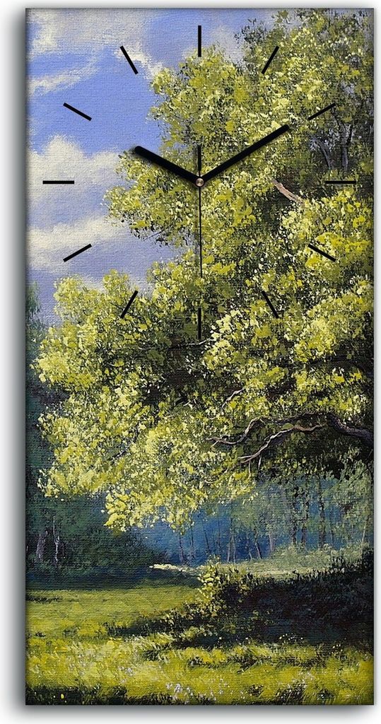 Küchenuhr Bürouhr Leinwand Uhr Geräuschlos 30x60 Gemälde Landschaft Bäume Kunst - schwarze Hände