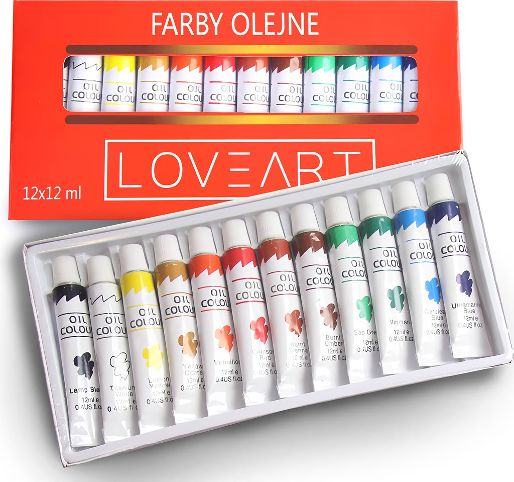 LOVEART Ölfarben Set 12 tuben x 12 ml Oil Paint Set Farben Öl Künstler Farben