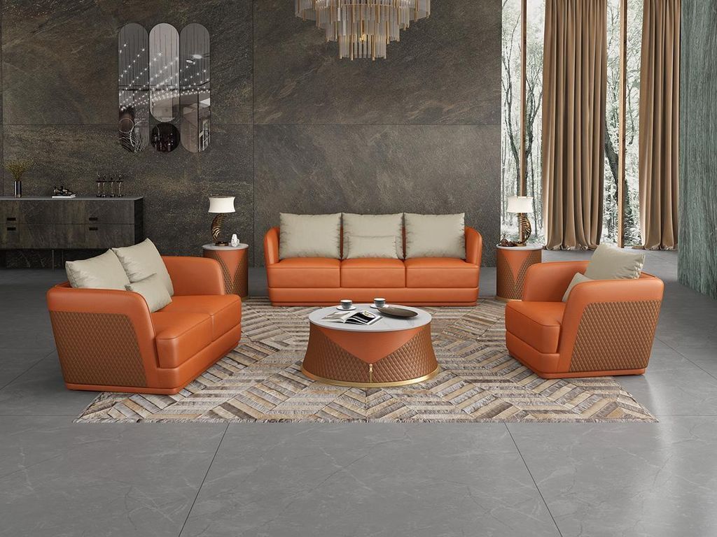 Italienische Designer Wohnzimmer Möbel Ledersofa Couchgarnitur Sofa Couch Set