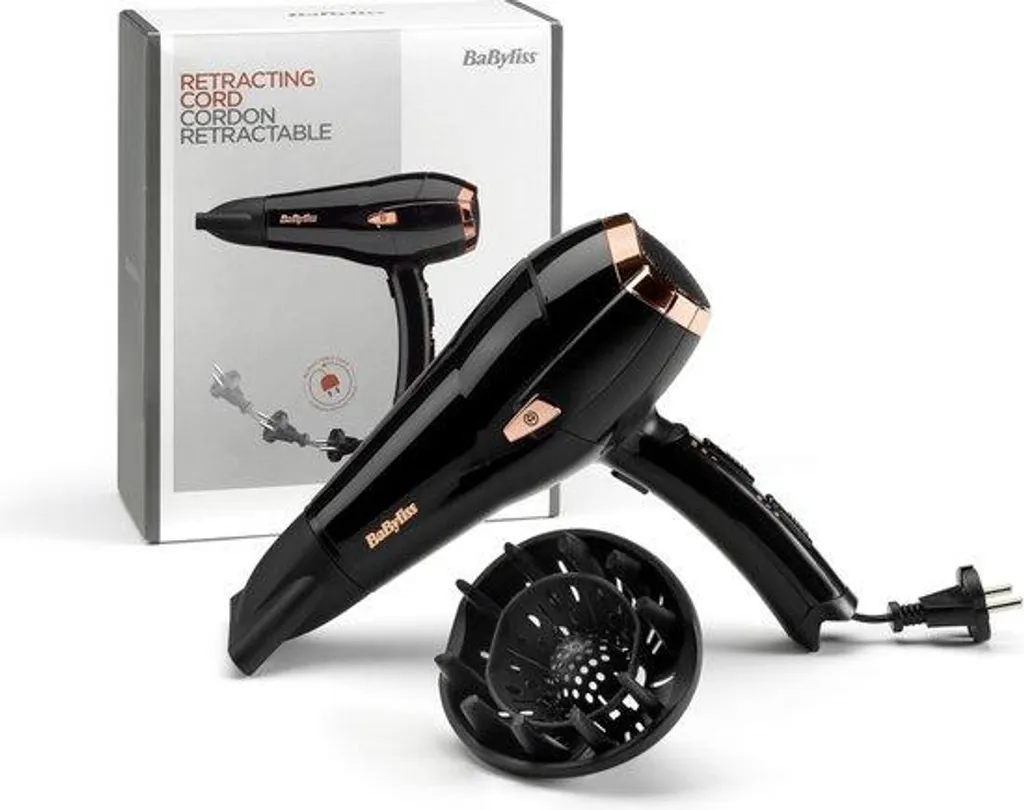 Sèche-cheveux 2000W à cordon rétractable avec fonction ionique pro