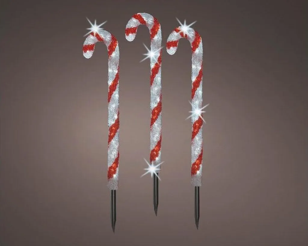 3 Sucre D'Orge Lumineux 61 cm : Déco Noël Extérieur sans Montage Complexe
