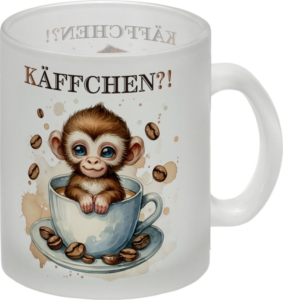 Käffchen Süßer Affe in einer Kaffeetasse Glas Tasse