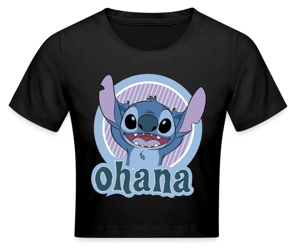 Lilo & Stitch Ohana Crop Top, L, Schwarz