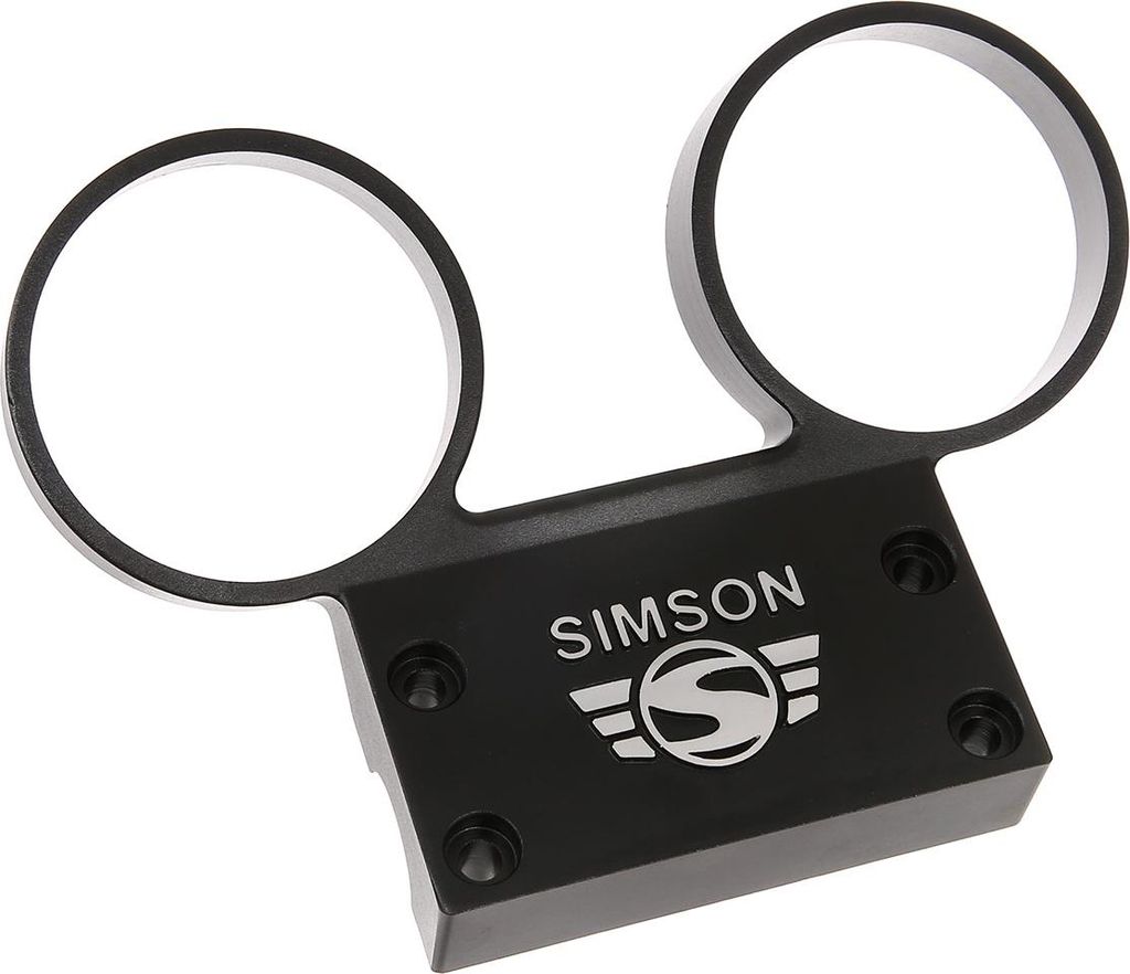 Armaturenträger f. Rundinstrumente ø 60 mm Tacho und DZM - Alu schwarz - Simson Schrift und Logo erhaben - S50, S51, S53, S70, S83