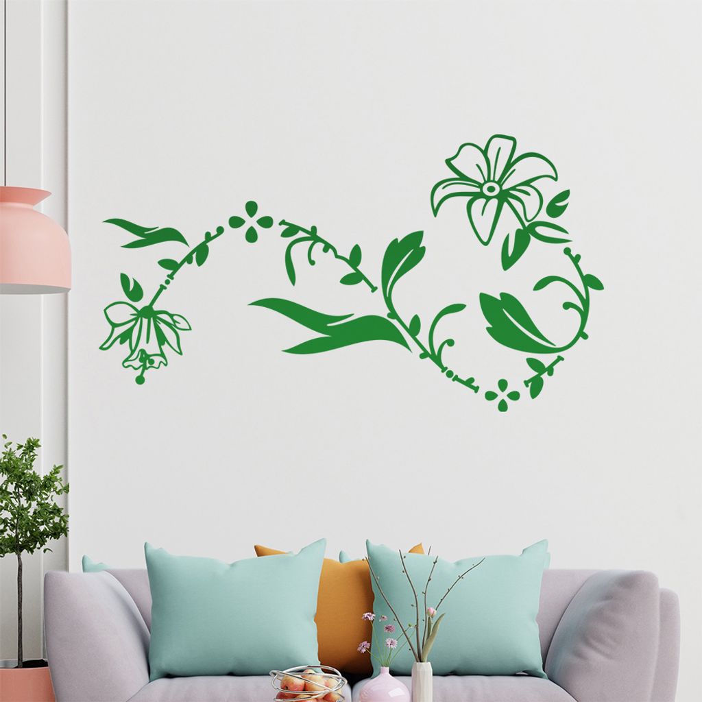 Blumen -Ranken Wandtattoo in 6 Größen - Wandaufkleber Wall Sticker - Dekoration, Küche, Wohnzimmer, Schlafzimmer, Badezimmer