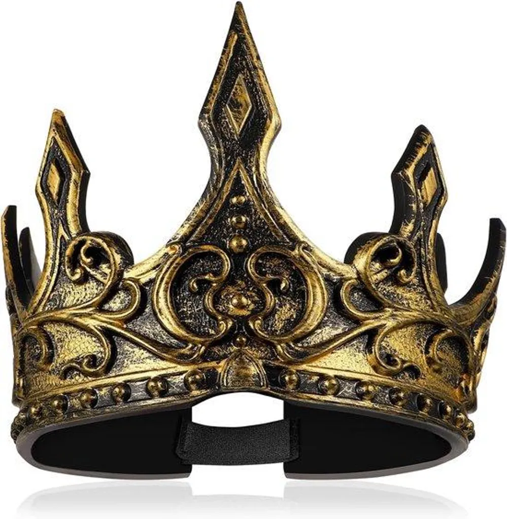 Couronne en or médiévale ronde avec ornements gravés - Finition Luxe