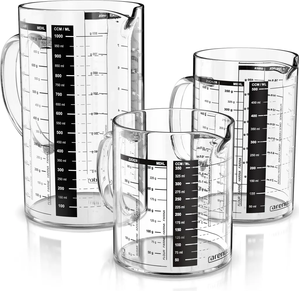 Offerta Set 3 Caraffe Graduate Vetro Arendo - 350ml 500ml 1L