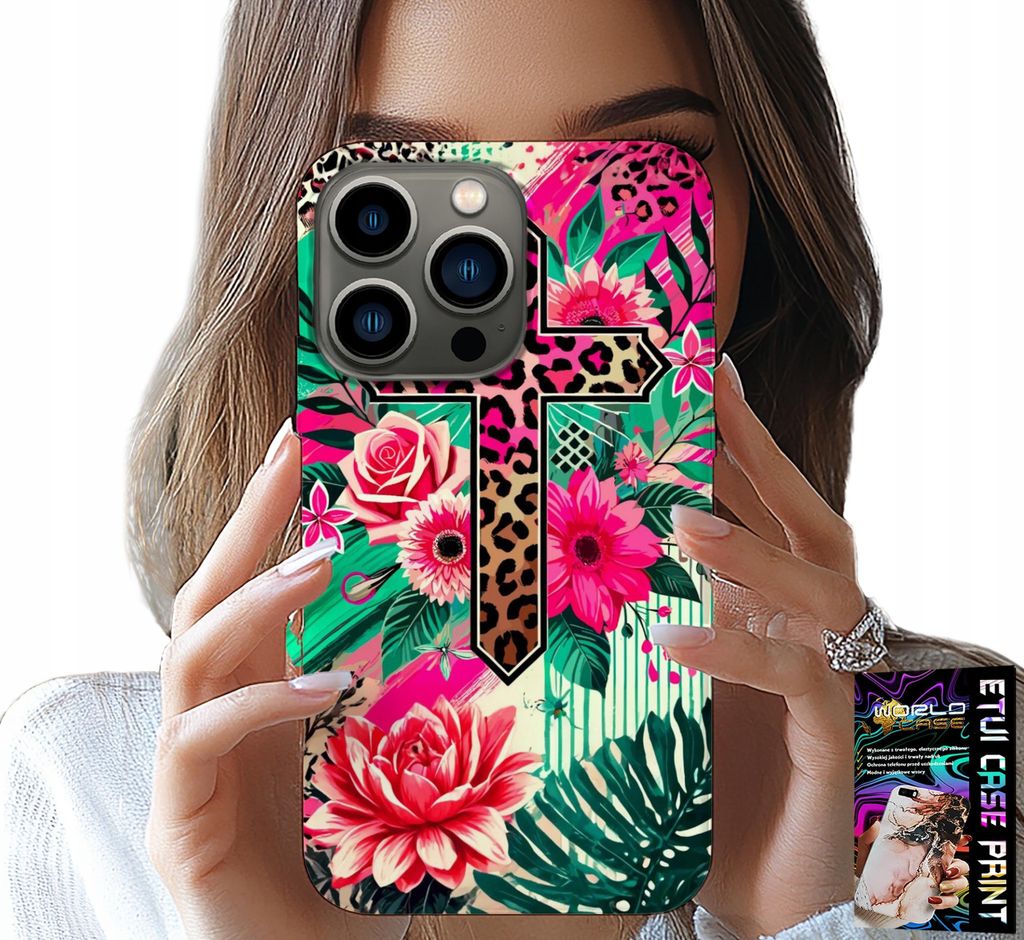 Etui Für Iphone 15 Pro Max - Kreuz, Rose Christopher Jesus Rückseite
