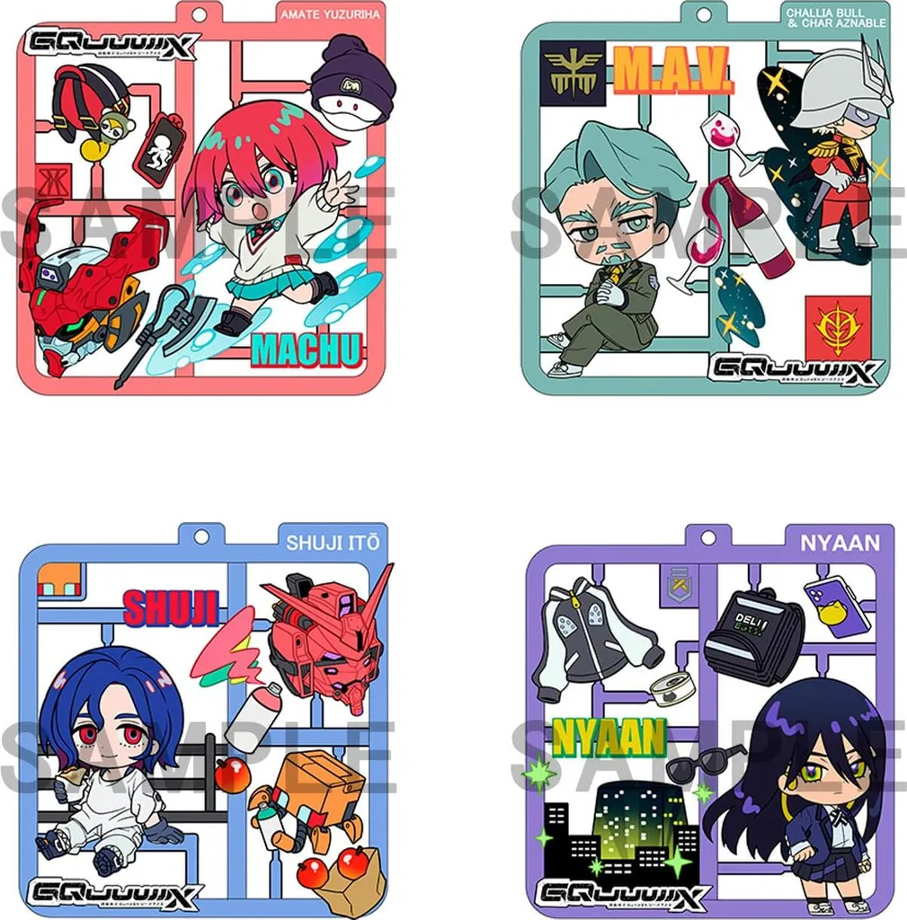 Lot de 4 Pendentifs Gundam GQuuuuuX pour Collectionneur et Fan de Manga