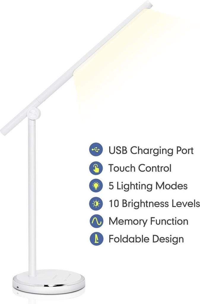 LED Schreibtischlampe 8W dimmbar 3000k bis zu 6000K - weiß Produktbild 4