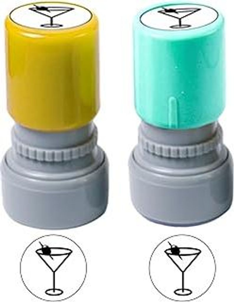 2 Stück Cocktail Stempel Selbstfärbende, Glass Stamper, Lustige Stempel mit Cocktail-Motiv, Cartoon Siegel Stempel für Kreative Projekte, Party-...