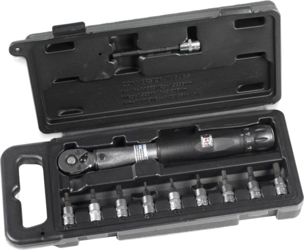 XLC TO-S87 Drehmomentschlüssel Verstellbar von 2 - 24 Nm, 1/4' inkl. bit sockets, schwarz/silber (1 Set)