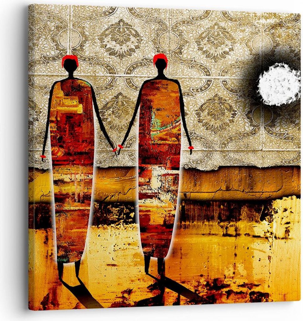 Bild auf Leinwand - Leinwandbild - Paar afrika wüste folklore - 30x30cm - Wand Bild - Wanddeko - Leinwanddruck - Bilder - Kunstdruck - Wanddekorat...