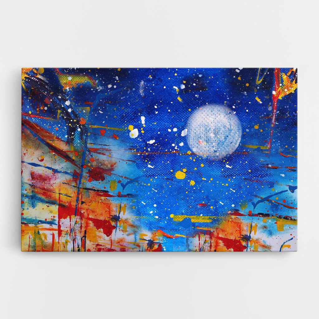 ARTHUB Leinwandbild 40x60 cm, Moon Painting | Wohnzimmerdekoration, Hängende Bilder, Wanddekoration, Heimdekoration, Abstrakte, Abstrakte Kunst