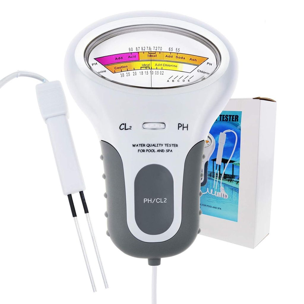 Wasserqualitätstester, Wasser Tester, 2-in-1-Chlor- und pH-Messgerät, Digitales elektronisches Poolwasser-Messgerät, für Schwimmbad Spa Trinkwa...