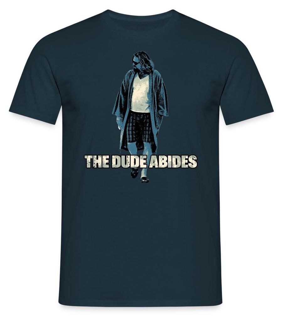 Spreadshirt The Big Lebowski The Dude Abides Männer T-Shirt, XL, Navy