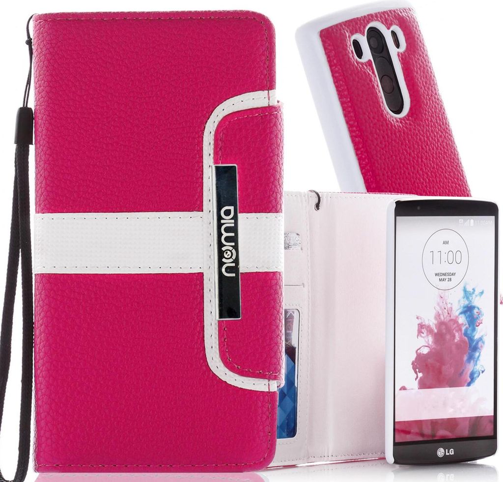 LG G3 (D855) Numia Bookstyle 2 in 1 Pink-Weiss