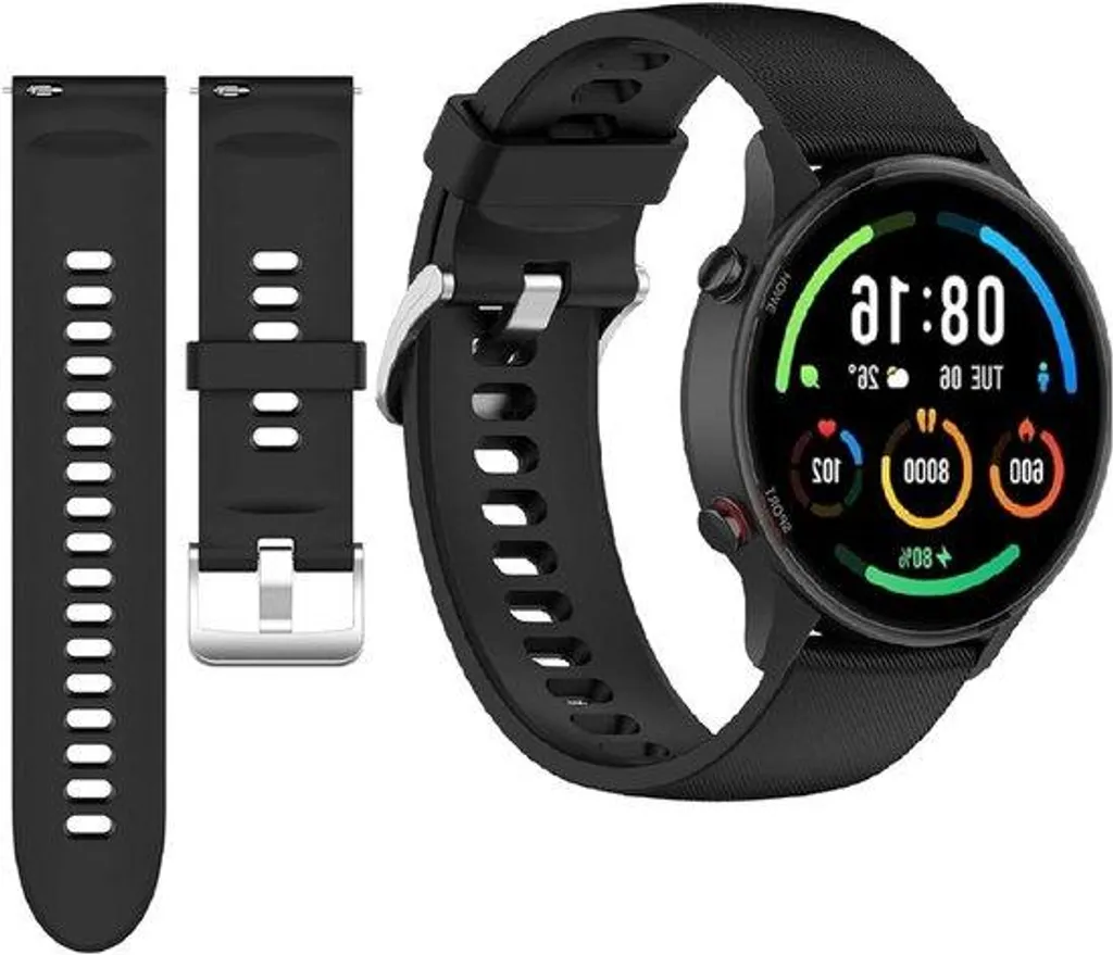 Bracelet connecté 22mm à boucle rapide pour montre de sport noire