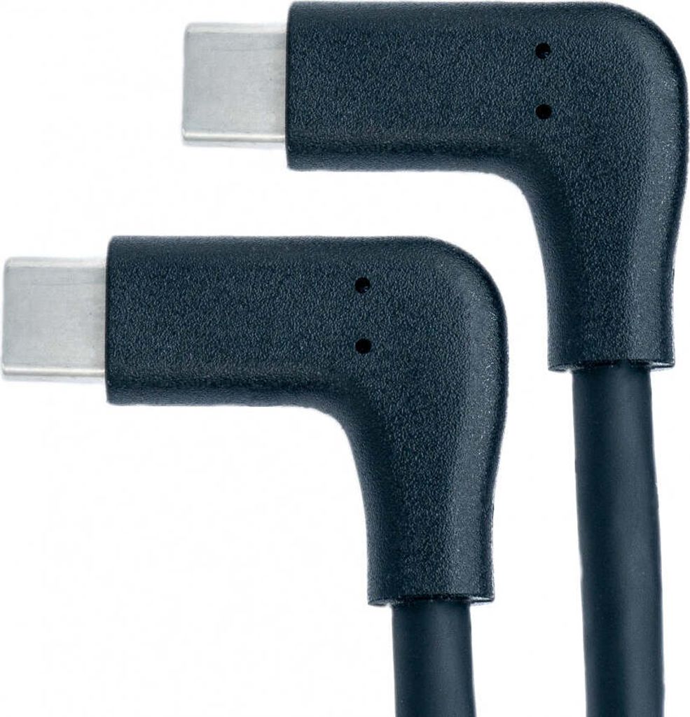 SYSTEM-S USB 3.1 Gen 2 Kabel 50 cm Typ C Stecker zu Stecker 2x Winkel Adapter in Schwarz